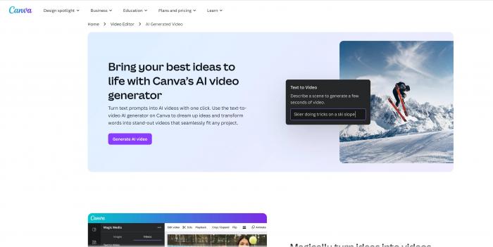 Canva AI video generator